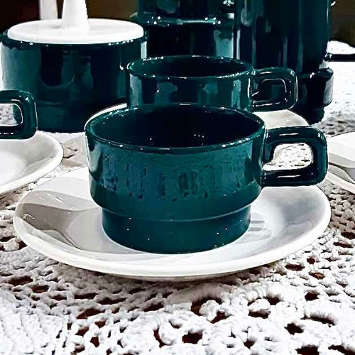 Juego Retro De Café De Cerámica Esmaltada