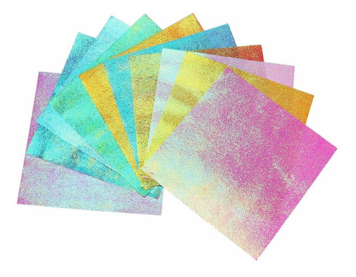 Milisten 100 Hoja Papel Origami Brillante Iridiscente 10