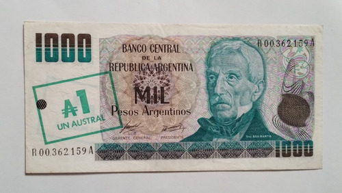 Argentina Billete Reposición Resellado Bott:2702