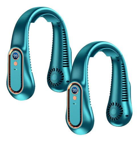 Ventiladores Mini De Cuello, Mxabg-002, 2pzas, Verde, 5w, 5 Color Verde