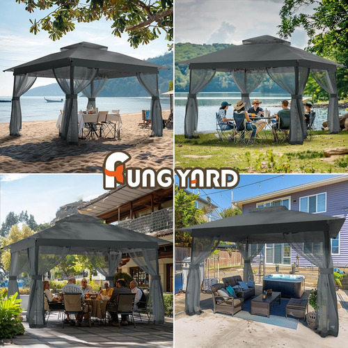 Cenador De Patio Al Aire Libre De 11 X 11 Pies Con Mosquiter