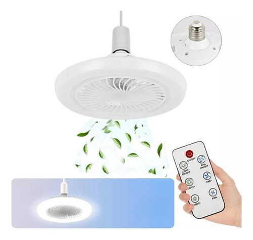 Ventilador Techo Foco Led Luz 30w Socket E27 Incluye Mando