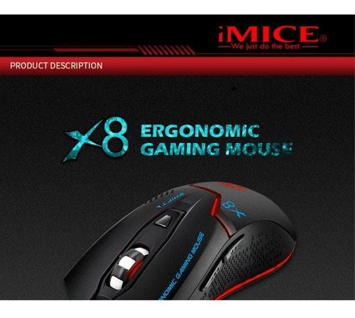 Mouse Gamer Modelo Imice X8 Com Fio 3200 Dpi 6 Botões Rgb