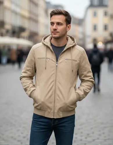 Jaqueta Masculina Sarja Dupla Face Impermeável Capuz Nylon