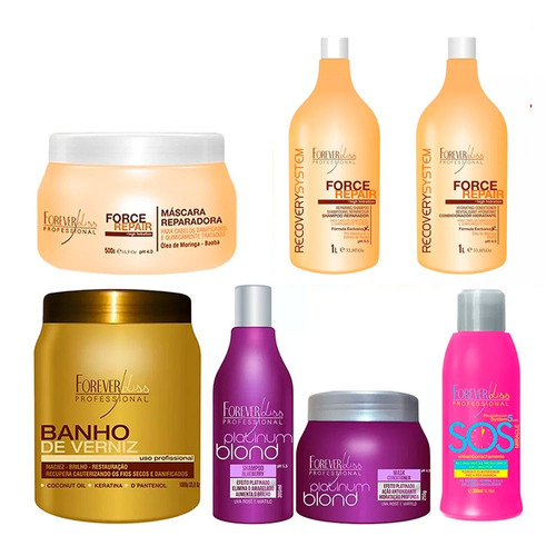 Banho Verniz + Sos + Force Repair 1l+ Platinum Blond Forever