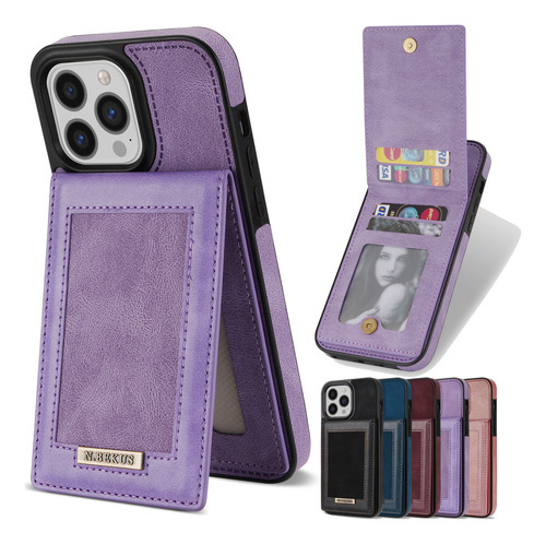 B Funda De Piel Tipo Cartera Con Tarjetero For iPhone Con
