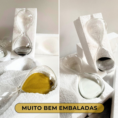 Ampulheta Decorativa De Vidro Liso Areia Colorida 5 Minutos