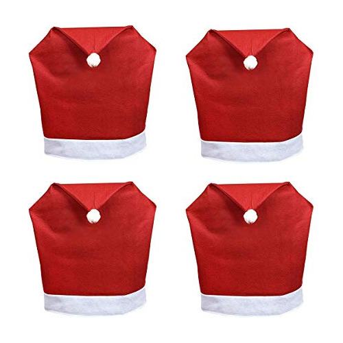 Fundas De Silla De Navidad Sombrero De Santa Rojo Fiest...