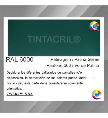 Laca Acrílica Ral 6000 X 4 Lts. Verde Pátina Brillante