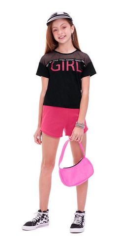 Conjunto Juvenil Cropped E Short Moletom Boca Grande - 55210