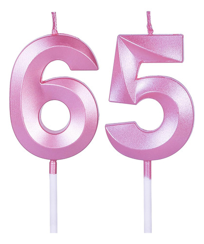 Velas De Cumpleaños Rosadas 65 Y 56 Tartas, Número 65...