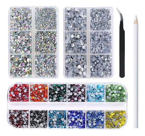 Adorno De Espalda Plana Con Diamantes De Plata Ab Multicolor