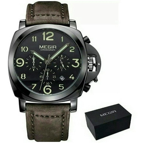 Relogio De Pulso Masculino Analógico Militar Megir 3406 Luxo