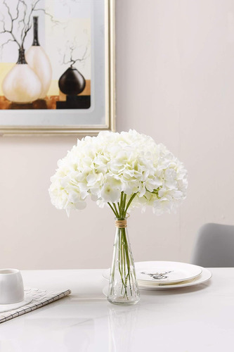Aviviho - Hortensias De Seda, 10 Unidades, Color Blanco Marf