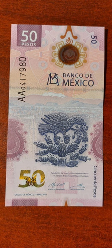 Billete Ajolote 50 Pesos Mexicanos Serie Aa