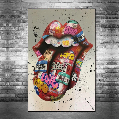 Imagen 2 de 10 de Cuadros-lengua Rolling,decorativo,95x60cm-16k Resolución
