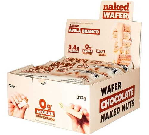 Naked Bites Wafer Com Whey Protein E Naked Avelã Branco 