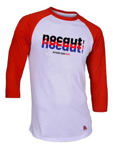 Playera Raglan Nocaut! No Puedes Jugar Boxeo Hombre