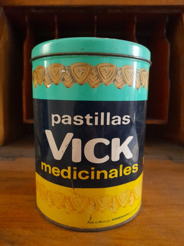 Vintage Contenedor De Lata Antiguo Vick Pastillas Botica 