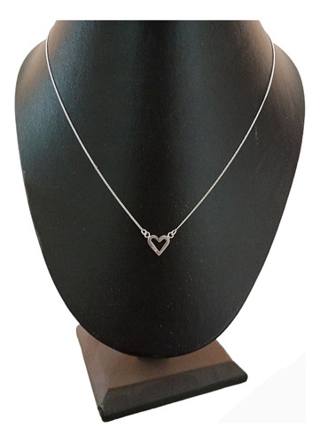 Collar De Corazón Plata Ley 0.925 Minimalista Bonito Fino