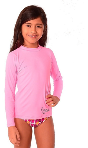 Camiseta Blusa Camisa Proteção Solar Uv 50 Infantil Rosa