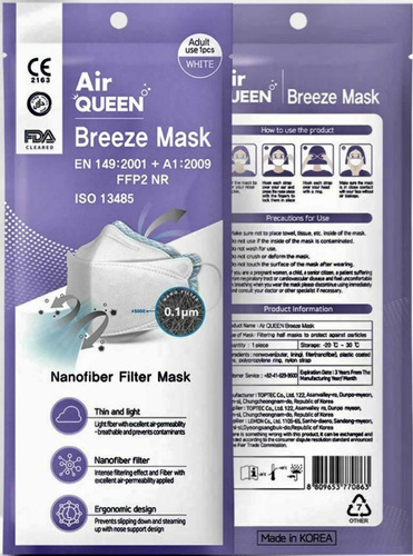 Cubrebocas Nano Mask Airqueen Coreano Reutilizable 10 Pz