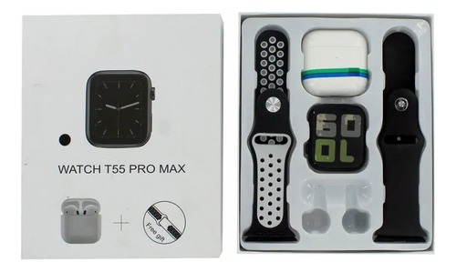 Kit Smart Watch T55 Pro Max + 2 Mallas + Auriculares I12