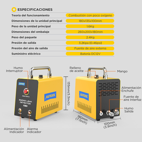 . Autool Sdt101 Localizador De Fugas De Humo Evap Automotriz