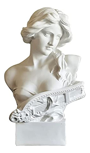 Estatua De Diosa Griega Musical Escultura Blanca Resina Esta