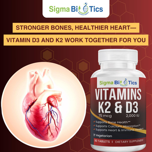 Sigmabiotics Vitamina D3 2000 Ui K2 75mcg 90 Tabletas