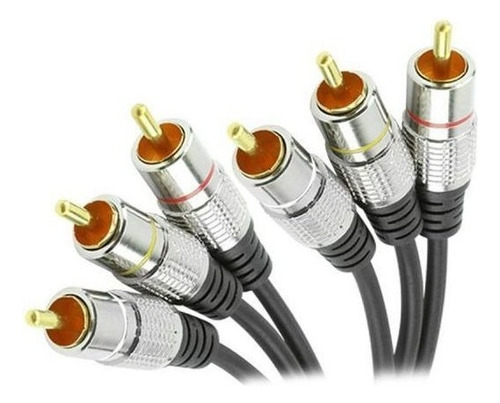 Cabo Rca Fitz 2 Metros 3 + 3 Rca Plug Metal Pix 018-0750