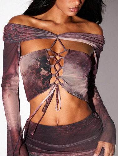 Vestido Conjunto Top Y Falda Larga Sexy Importado