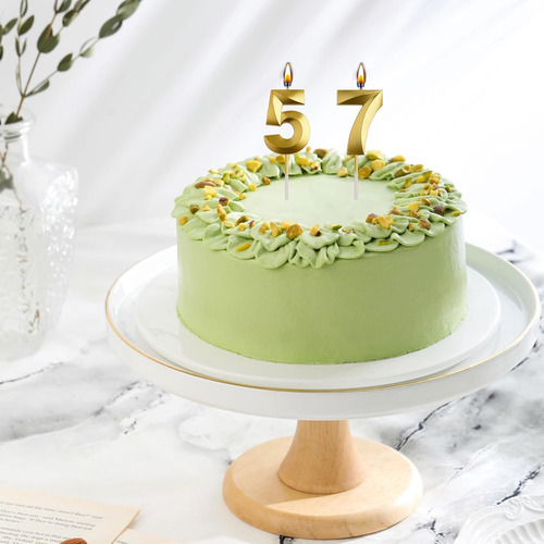 Velas De Cumpleaños Número 57 Y 75, Velas Doradas De Cumplea