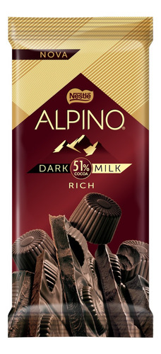 Chocolate Dark Milk 51% Cacau Rich Alpino Nestlé  pacote 90 g