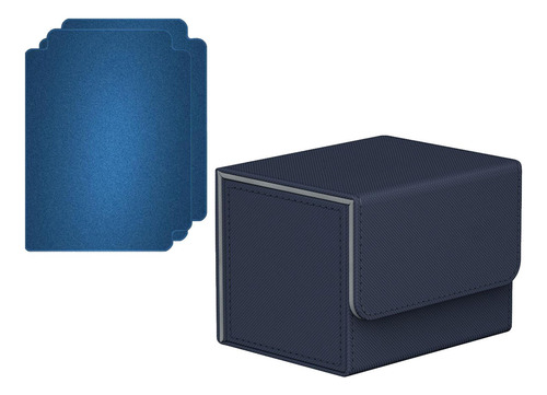Caja De Baraja De Cartas Contenedor De Cuero Pu Azul Oscuro