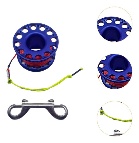 Juego De Carretes De Buceo Premium Con Accesorio Seguro Azul