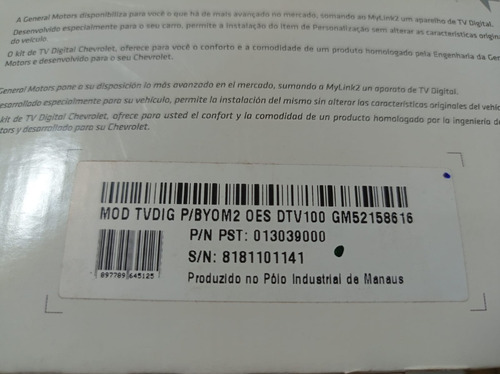 Modulo Receptor Tv Digital Cobalt Onix Prisma 52158616