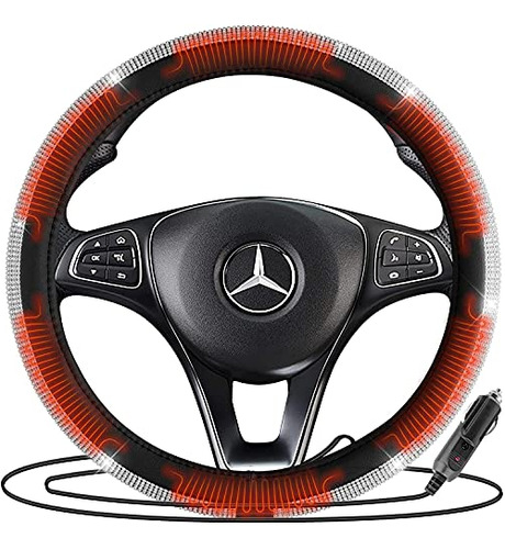 Zone Tech Car Steering Wheel Bling 12v Heated Cover - Classi