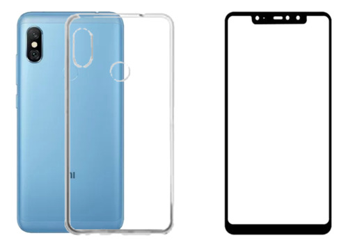 Capa Silicone Para Redmi Note 6 Pro Clear Fume + Pelicula 3d