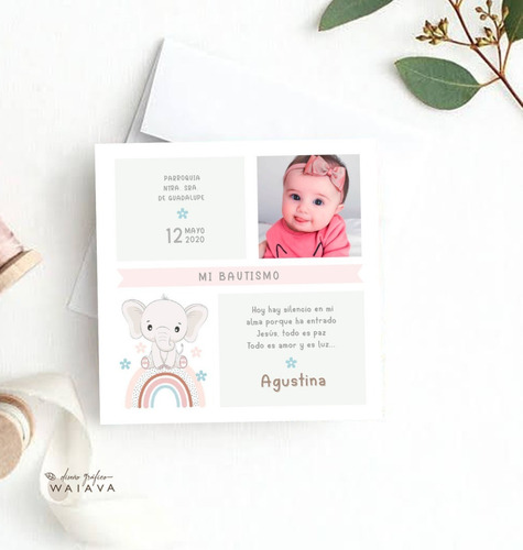 Imagen 4 de 10 de Estampas Tarjetas Bautismo De Nenas Con Foto X 2u