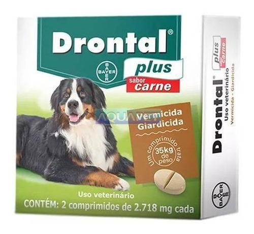 Vermifugo Drontal Plus Cães 15 A 35kg Sabor Carne C/2 Comp