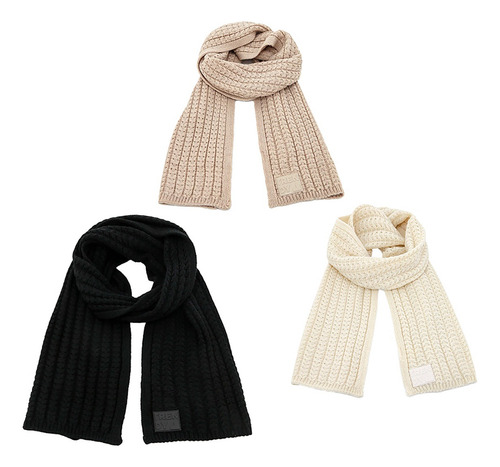 Bufanda Trendy Tejida Relieve Acrílico Suave Y Ligera Negro Liso