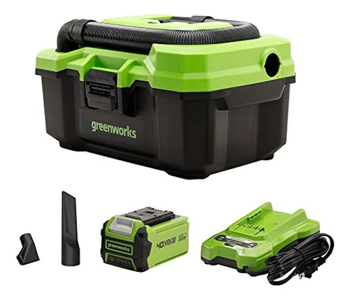 Greenworks 40v 3-gallon Wet / Dry Shop Vacuum, 2ah Usb Batte