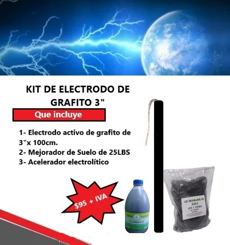 Imagen 2 de 3 de Kit Electrodo De Grafito 3 PLG Puestas A Tierra Y Pararrayos