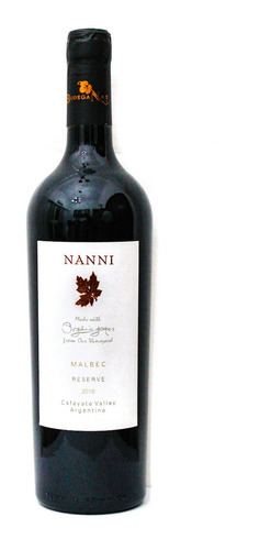 Vino Malbec Organico Nanni Reserva Vinos Finos Tintos