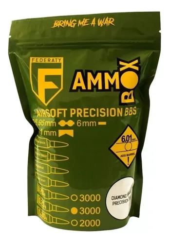 comprar 10 Co2 + Munição 3.000 Bbs Airsoft 0,25g Ammo Box Federaty