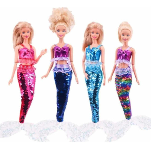 Ropa Para Muñeca 4 Conjuntos Sirena Accesorios Barbieál