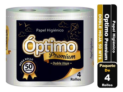 Papel Higiénico Optimo Premium 50 Metros Doble Hoja 4 Rollos