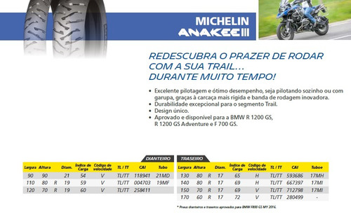 Pneu Michelin 90/90-21 Anakee 3 Tl/tt 54v Dianteiro