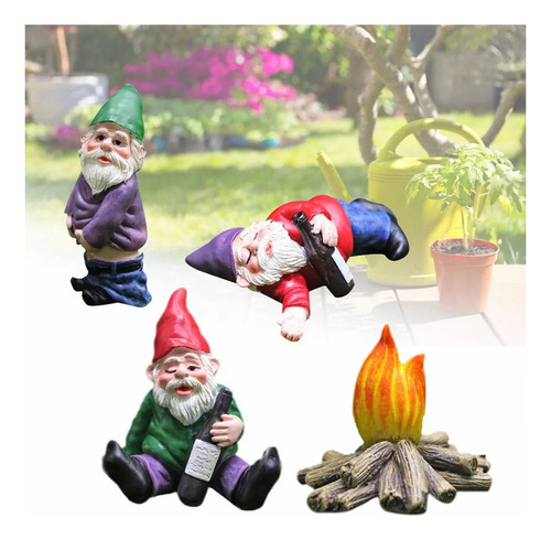 Mini Resina Anão Gnome Estátua Decoração De Jardiml